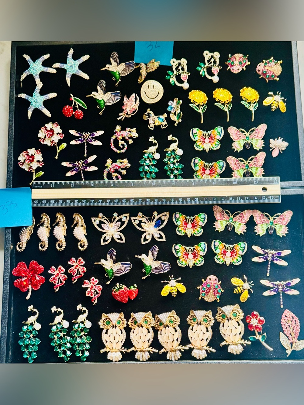 65 Colorful Animal Insect Dragonfly Butterflies, Owls, Flowers Brooch Lot - Picture 2 of 9